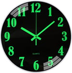 VIVILINEN 12inch Luminous Wall Clock Glow in the Dark, Silent Non-ticking Round