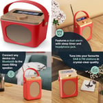 Portable DAB+ Radio with Bluetooth | 15 Hour Battery Playback and Mains Red