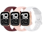 Meliya 3 Pièces Bracelet Compatible avec Bracelet Apple Watch Series 10 9 8 7 6 5 4 3 Ultra Ultra 2 SE SE2 Femme, Souple Silicone Bracelet de Remplacement avec Apple Watch 38mm 40mm 41mm 42mm