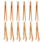 12PCS Bamboo Toaster Tongs, 7 Inch Wood Kitchen Tongs, Reusable Wood9992