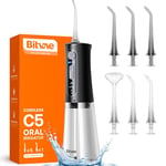 Bitvae Water Dental Flosser for Teeth Cordless, 3 Modes & 5 Intensities Water Dental Flossers, Oral Irrigator with 6 Jet Tips, Dental Flosser Water Jet IPX7 Waterproof, USB Rechargeable