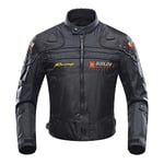 BORLENI Veste de Moto, Blouson Moto 4 Saison Équipement de Protection de Moto Coupe-vent avec 5 Protections Vêtements de Moto pour Hommes et Dames Noir M