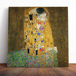 Big Box Art Canvas Print Wall Art Gustav Klimt The Kiss No.2 | Mounted and Stretched Box Frame Picture | Home Decor for Kitchen, Living, Dining Room, Bedroom, Hallway, Muli-Colour, 20x20 Inch