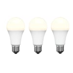 Brilliant Smart WiFi LED White 3pcs Pack, E27, 800 Lumens, Smart Light Bulb 9W, Dimmable, Bio-Rhythm Lighting Via BrilliantSmart App Remote Control Enabled 220 degrees Beam Angle