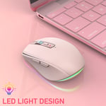 (Pink) 2.4G Wireless Mouse Dual Mode Ergonomic Mouse With 4