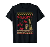 Funny Prosec Ho Ho Ho Christmas Prosecco Santa Hat Wine T-Shirt