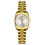 JZDH Women Montres Gold Watch Women Womes Mesdames Acier Creative Femme Bracelet Montres Femme Étanche Horloge Montres Décoratives Décoratives pour Femmes (Color : Gold)