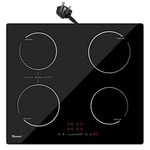 GlONlEN Plug-in Induction Hob 13 Amp 2800W,60cm Integrated Electric Cooktop with Bridge Zone, 4 Cooking Rings Cooker GIT470SP