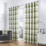 Fusion Balmoral Check Lined Eyelet Curtains Green 229W x 229D cm 