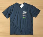 Nike Max90 DNA T-shirt Graphic Swoosh Cotton Top - Mens XXL Blue Loose Fit New