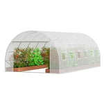 VEVOR Serre Tunnel Jardin, 590x295x198 cm, Tente Abri Plantes avec Cadre en Acier Galvanisé, Couverture en PE Blanche, Porte à Glissière Enroulable, 12 Fenêtres, pour Extérieur Cultiver Légumes Fleurs