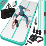 KESSER® Tapis de Gymnastique | Tapis de Fitness Gonflable Airtrack | Tapis de Gymnastique 3/4/5/6 m | Sac de Transport et Batterie électrique fournis Pompe à air, Mint Vert, 600 x 100 x 10 cm