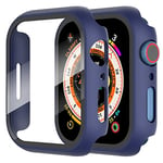 Diruite 2-Pack Screen Protector for Apple Watch 9/8/7 45mm Tempered Glass Case,All Around Hard Matte PC Protective for iWatch 45mm Cover-Blue