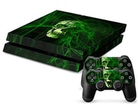 Sony PS4 Playstation 4 Skin Design Foils Faceplate Set - Toxic Skull Motif