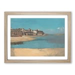 Village By The Sea In Brittany By Odilon Redon Classic Painting Framed Wall Art Print, Ready to Hang Picture for Living Room Bedroom Home Office Décor, Oak A4 (34 x 25 cm)