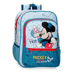 Disney Mickey Road Trip Bleu Cartable Scolaire 30x38x12 cms Polyester 13,68L