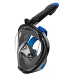 Jsdoin Masque de Plongée,180°View Masque Snorkeling Plein Visage, Anti-buée et Design Pliable pour Adultes Enfants (Noir/Bleu, S/M)