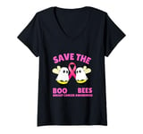 Womens Save The Boobees Boo Bees Breast Cancer Halloween Women V-Neck T-Shirt