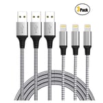 Lightning Iphone Charger Cable - 3Pack 1/2/3 Ft [Apple Mfi Certified] Nylon Braided Usb Fast Charging And Sync Cable For Iphone 11 Pro Xs Max Xr X 8 7 6