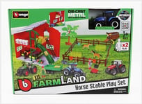 BURAGO 18-31682-RED New Holland - Set Farm Horse Stable Play T7.315 Tractor 2009