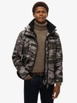 Superdry Hooded Mountain Windbreaker Jacket, Dark Grey Tiger Camo