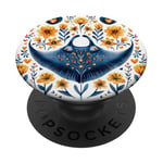 Motif fleurs raies manta avec cœurs autour de style bohème PopSockets PopGrip Interchangeable