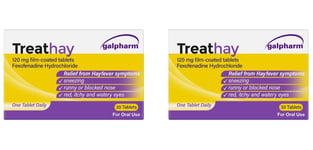 2 x TREATHAY Fexofenadine 120mg Hayfever Tabs (30 pack) - ALLEVIA alternative