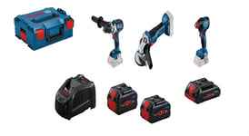 Combo kit 4 outils 18V + batterie 4Ah (Procore) + 2 batteries 5,5Ah (Procore) + chargeur + coffret L-BOXX - BOSCH - 0615990N32