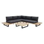 NOW'S HOME - SALON JARDIN STRUCTURE EN ACACIA ET COUSSINS EN POLYESTER DOURO