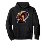 Colorful African American Woman in Hat Pullover Hoodie