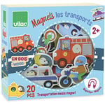 Vilac - Magnets Les transports - Découvrir l’univers des transports - Jouet éducatif pour Enfant - 20 pièces aimantés - Amusant - Découvre la face collante - A partir de 2 Ans - 8028, 30 x 30 x 30 cm