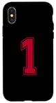 Coque pour iPhone X/XS Rouge 1 Numéro Équipe Junior Sports Uniforme Numéroté