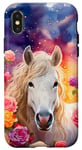 Coque pour iPhone X/XS Aquarelle Splash I Love My Horse Art floral