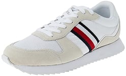 Tommy Hilfiger Men Trainers Runner Evo Mix, White (White), 6.5 UK