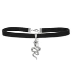 JewelryWe Collier Ras de Cou Femme: Colliers Pendentif Serpent en Velours et Alliage Choker Gothique Punk Fantaisie - Cadeau d'Anniversaire ou de la Saint-Valentin