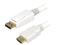 Cable DisplayPort male HDMI male 2m - Blanc