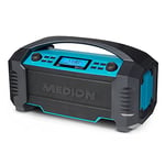 MEDION Radio de Chantier Life (E66050), Poste Radio Dab+/Bluetooth, Radio Portable Robuste idéale pour Le Camping ou Le Jardin, résiste aux éclaboussures d'eau