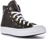 Converse A06809C Chuck 70 Hi Studded Leather Womens Trainer Black Gold UK 3 - 8