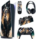 Autocollants Skin Decal Pour Ps5 Manette,Sticker Vinyle Habillages Pour Ps5 Console Édition Numérique&station De Charge&casque&télécommande Média-Vision Du Dragon