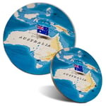 Mouse Mat & Coaster Set - Australia World Map Flag  #44172