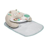 Ingenuity, Tapis d'éveil et siège d'activités 4en1 Cozy Prop Nate, 5 jouets sensoriels, assises et sur le ventre, apprendre à s'asseoir, coussin ourson, unisex, dès la naissance