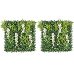 Artificial Living Wall Panels 1m x 1m, Green Plant Foliage Hanging Wisteria, Indoor Outdoor, Home Garden Decoration, Privacy Hedge Fence Screening, UV Stabilised, Waterproof, Natural Look (White x2)