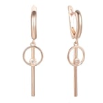 BAJIE Earring Ladies 585 Rose Gold Two-Color Round/Single Round Crystal Pendant Long Earrings