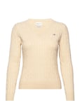 GANT Stretch Cotton Cable V-Neck Kräm