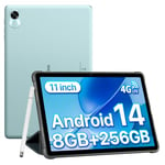 UMIDIGI Android 14 Tablet, 11 Inch Tablets, 8G((4+4)+256GB/TF 1TB, 4G Android Tablets with Sim Card Slot, 7200mAh, Octa-Core Tablet with Pen, Stereo Dual Speakers/GPS/13MP/WiFi-G9 Tab Green