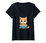 Womens Cute Kawaii Ramen Noodles Bowl Meme Manga Cosplay Japanese V-Neck T-Shirt