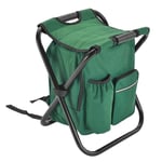 DFSMG Chaise De Pêche en Plein Air Sac De Table Pliante Tabouret De Camping Portable Sac À Dos Portable avec Sac De Pique-Nique Isolé De Refroidisseur Randonnée (Color : Green)