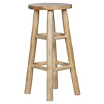 Tabouret haut H.75 cm en bois de teck avec repose pieds - FELICIA