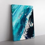 The Falling Blue In Abstract Modern Canvas Wall Art Print Ready to Hang, Framed Picture for Living Room Bedroom Home Office Décor, 60x40 cm (24x16 Inch)