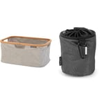 Brabantia - Foldable Laundry Basket - Bamboo Rim - Multi-functional Storage - Grey - 40L & Premium Peg Bag - with Closing Cord - Durable and Weather Resistant - Storage - Rotary Dryer - Black